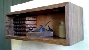 Handmade Walnut and Maple Closed Back Floating Wall Box Shelf