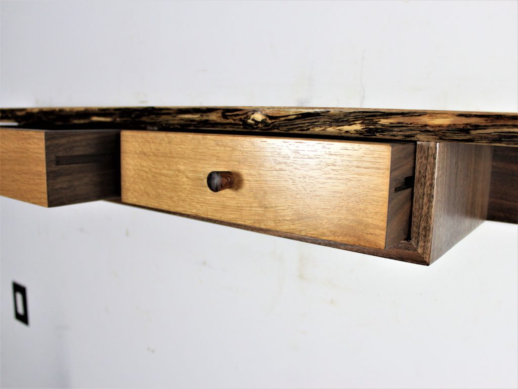 Live edge mid century style wall shelf