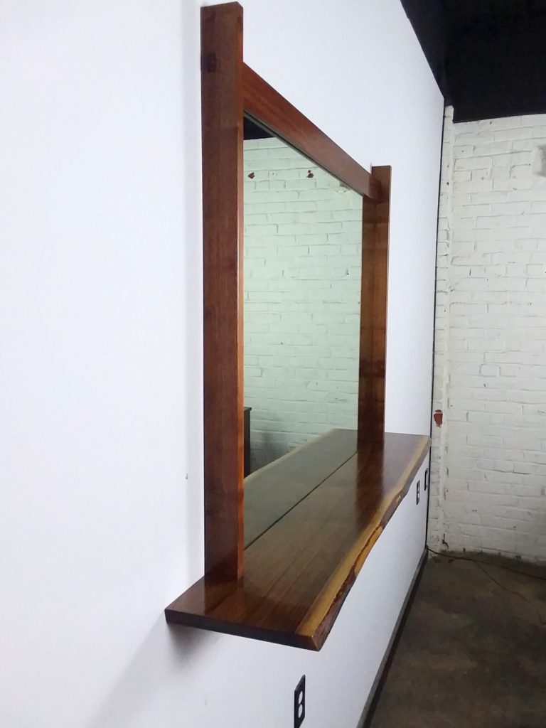 Large live edge walnut mirror