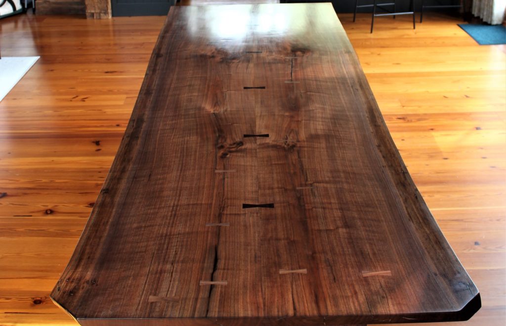 Top of Nakashima style dining table