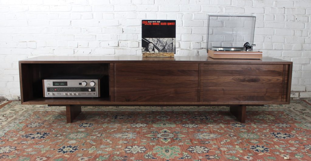 Solid walnut media console